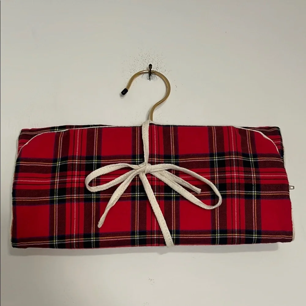 J. Crew Red Black Tartan Plaid Hanging Jewelry Holder